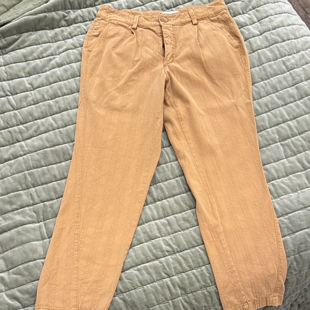 Anthropologie Women's textured cotton  Pants in Tan